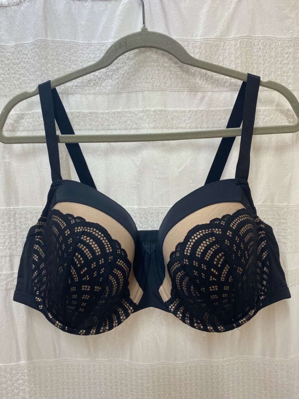 ThirdLove Black Lace-Overlay Push-Up Bra with Nude Lining